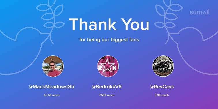 Our biggest fans this week: @MackMeadowsGtr, @BedrokkV8, @RevCavs. Thank you! via sumall.com/thankyou?utm_s…