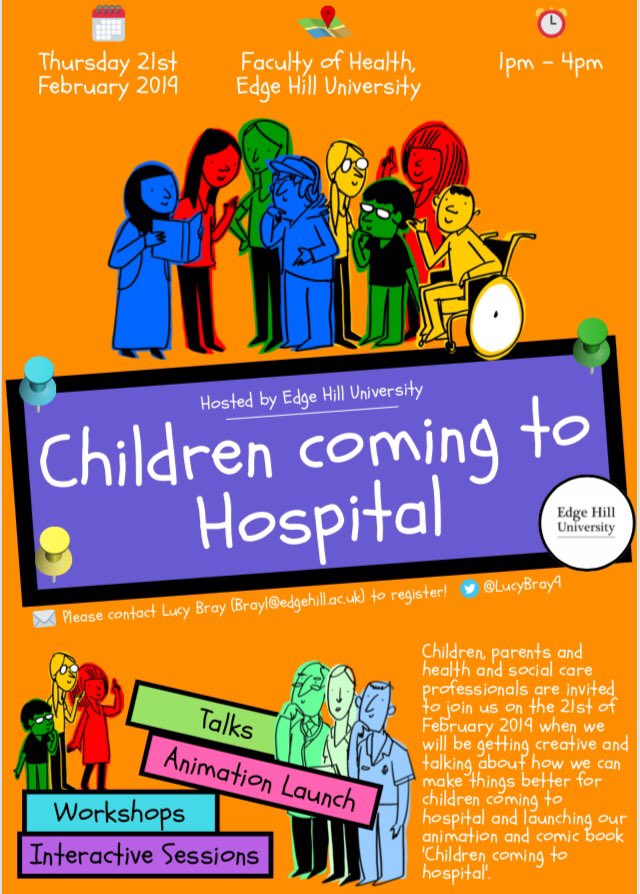 LucyBray9's tweet photo. Children, parents and professionals come and join us to explore together how we can make things better for 'Children Coming to Hospital'. Packed programme and completely FREE to attend! @DrRanj @xandvt @DoctorChrisVT PLEASE share and retweet https://t.co/Lj3odBQ242