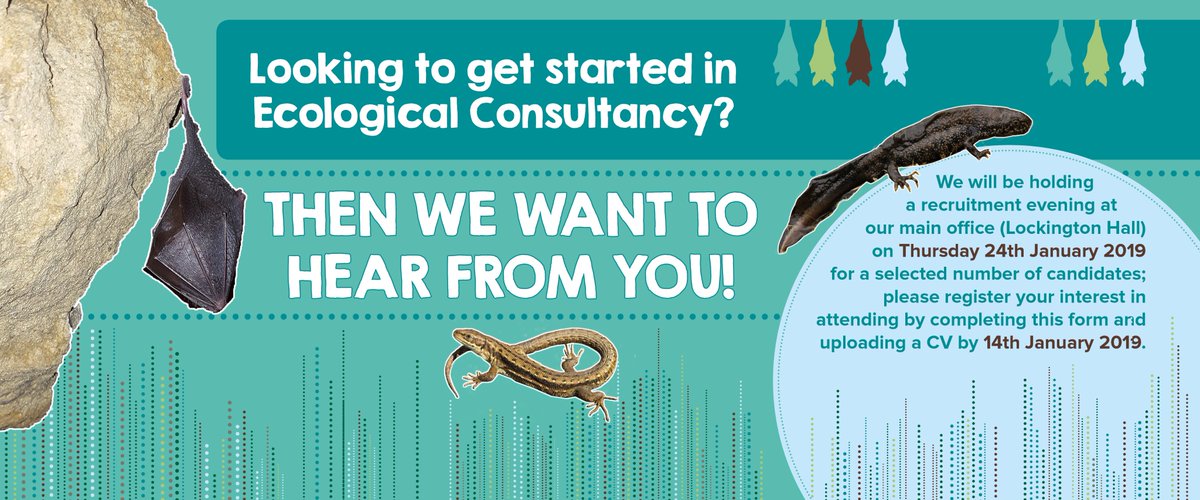 FPCRltd's tweet photo. Want an exciting start to your ecology career? We're holding a recruitment evening on Thurs 24th January 2019 for a selected number of candidates; please register your interest in attending by completing this form and uploading a CV by 14th January 2019. https://t.co/Iy3YzZBYZ1 https://t.co/UoaHBa5T37