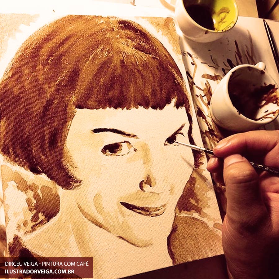 Fiz uma pintura com café ( feita com café ) da Amélie Poulain. O que vocês acharam? ilustradorveiga.com.br/pintura-com-ca… #pinturacomcafe #pinturascomcafe #ameliepoulain
