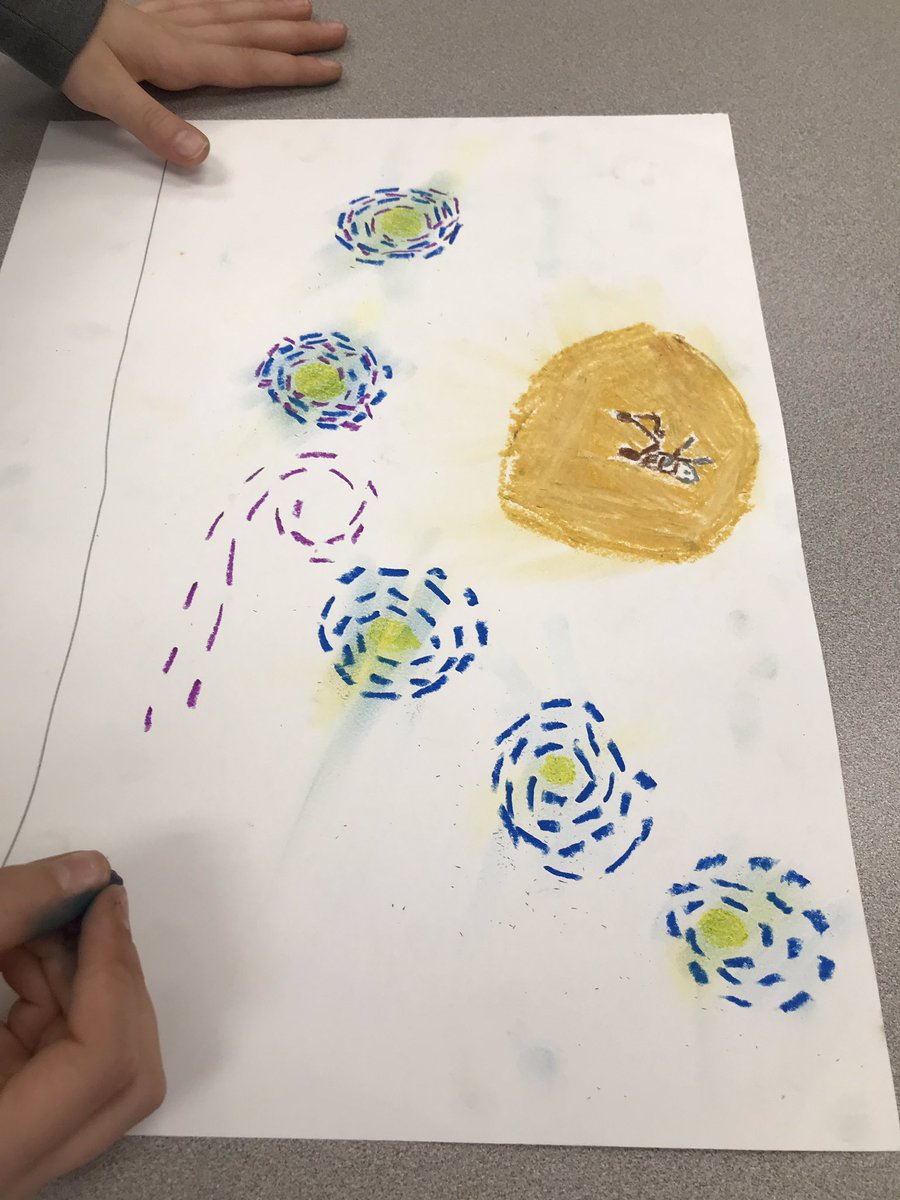 3rd graders really using their imagination in their “Starry Night” inspired 3D landscapes. Love how they are adding fun details to their sky like flying bicycles reminiscent of ET. <a href="/SparksES_BCPS/">Sparks ES</a> @visualartsbcps
