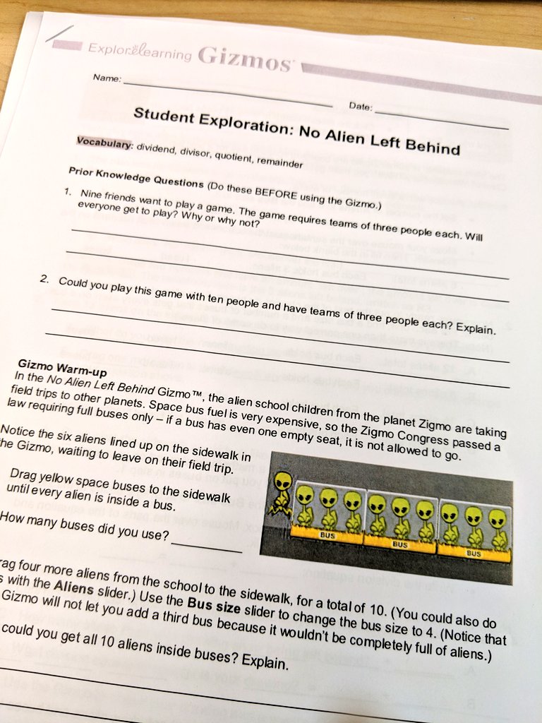 SmithsonFRES's tweet image. 🛸➗ Loving the "No Alien Left Behind" @ExploreLearning Gizmo for understanding division! One of my faves each year! Adding a "go on field trip" button was a new, fun touch - thanks for listening to teacher feedback! #pcpsFRES #PowTeach4
