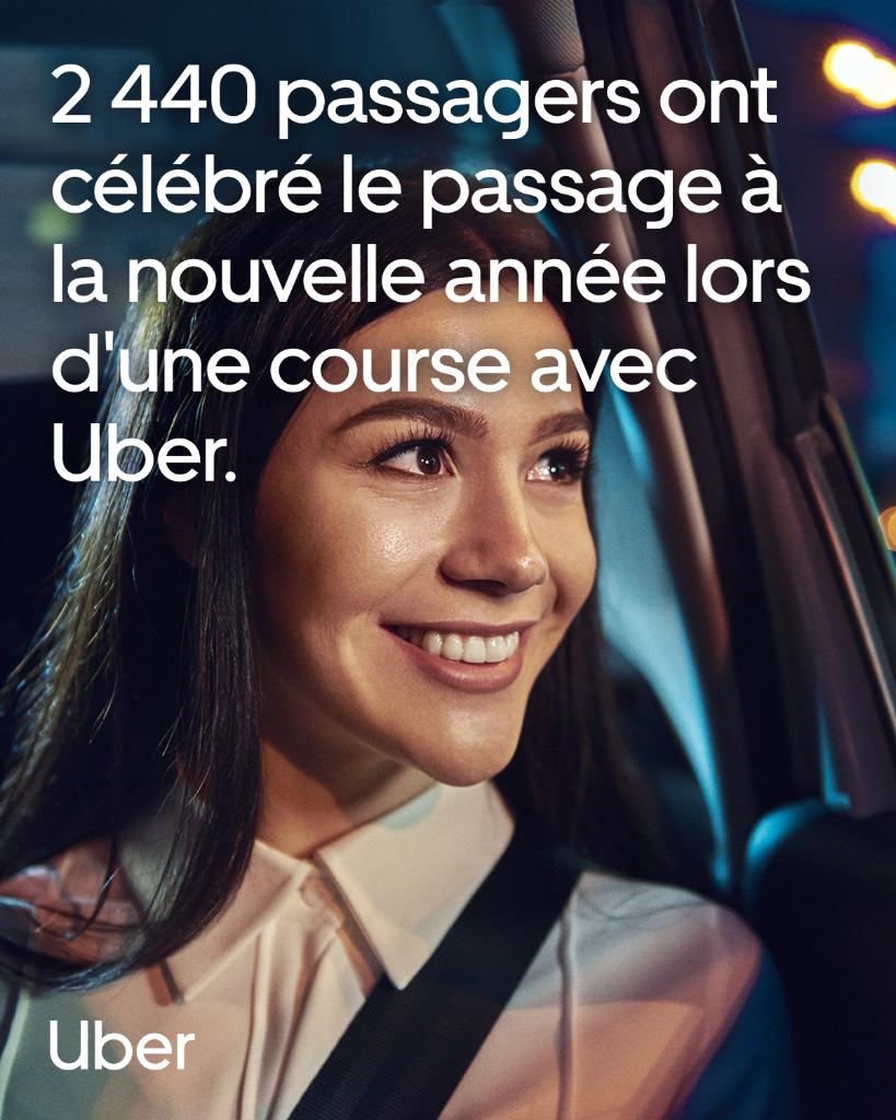 UberFR's tweet image. #UberDATA 2 440 passagers ont célébré le passage à la nouvelle année lors d’une course avec Uber.