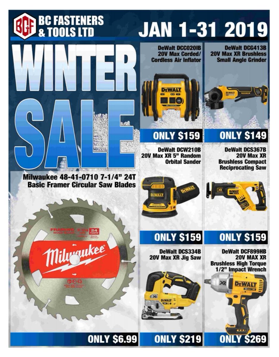 BCFTools's tweet photo. Happy New Year friends! Our January Flyer has some amazing deals, don't miss out! https://t.co/lpvYyk6uzu
#bcfastenersflyer #onlineshopping #onlinedeals #onlinetools #construction https://t.co/jkByXBJ7vE