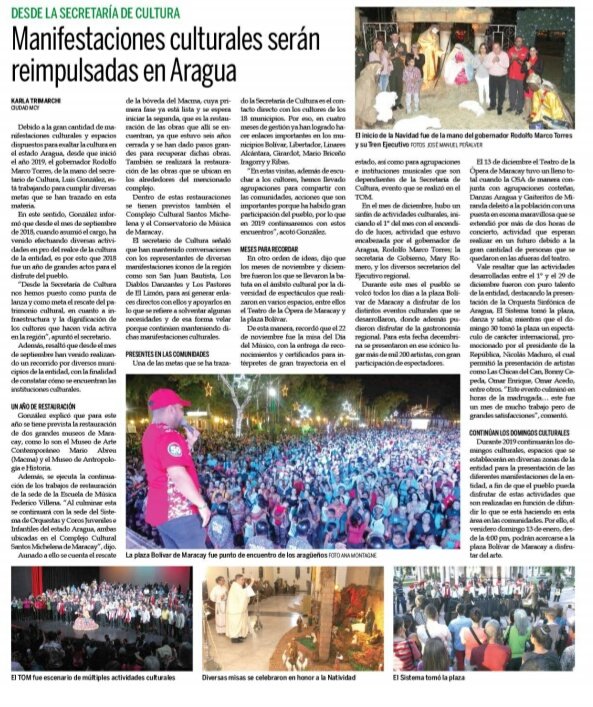 SaludAraguaP's tweet photo. #11Ene @CiudadMCY: Manifestaciones culturales serán reimpulsadas en Aragua. @NicolasMaduro @RMarcoTorres @juandavila01
#VenezuelaConMaduro https://t.co/EOK7shBUgW