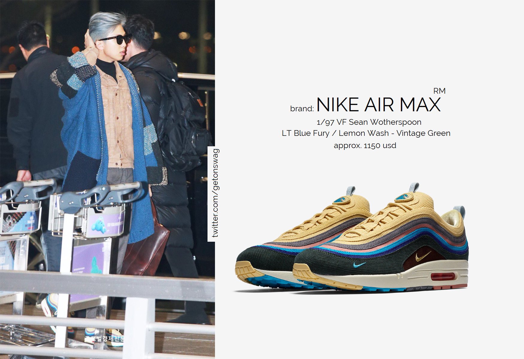 teatro Opaco puerta Beyond The Style ✼ Alex ✼ on Twitter: "RM 190111 airport NIKE x Sean  Wotherspoon 'Air Max 1/97 VF' https://t.co/5BRLnEnU1E" / Twitter