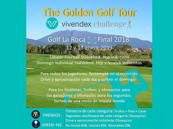 Els dies 12 i 13 de gener arriba al #GolfLaRoca The Golden Golf Tour 😀 Un circuit que visita 15 camps en tornejos regulars i una gran final al novembre... Consulta aquí tota la informació! ✅larocabarcelona.golf/calendaris/the…