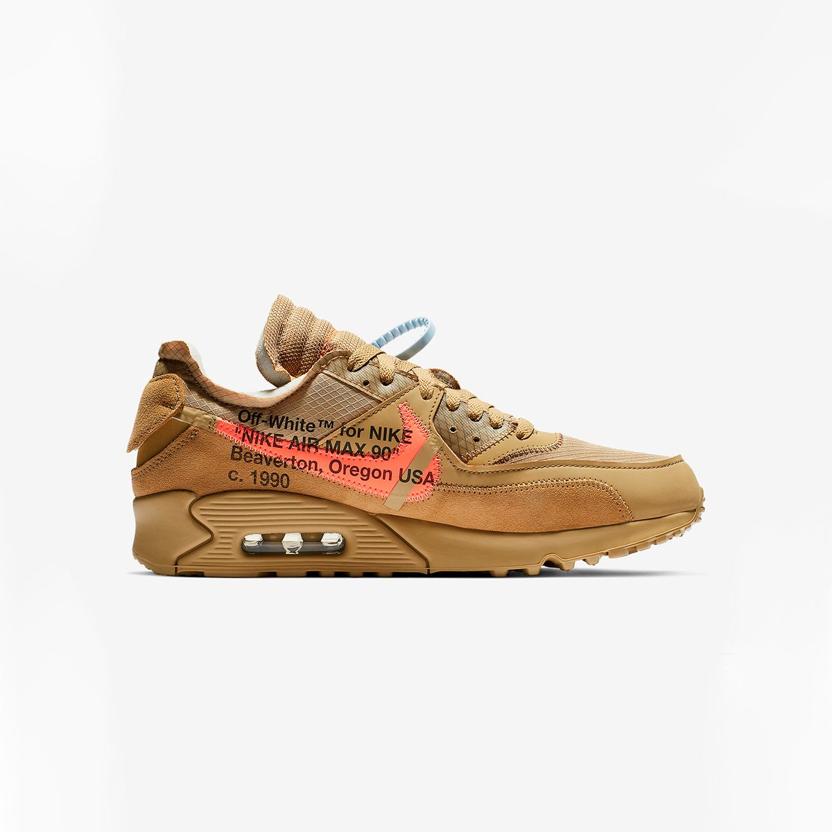 nike air max 90 off white desert ore raffle