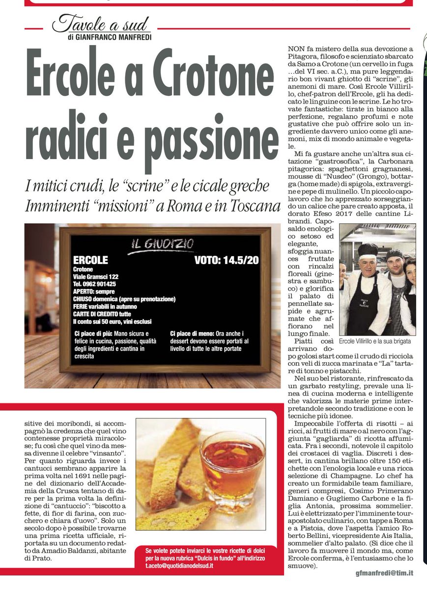 GFrancoManfredi's tweet photo. A #Crotone un indirizzo sicuro - oltre a rari #ristoranti sparsi tra #Sardegna, #Calabria e #Liguria - per #gustare con lo #Champagne, tra le altre #DelizieIttiche, i #mitici #AnemoniDiMare. A metà fra mondo animale e vegetale sono una #ricercatezza prediletta da #Archestrato https://t.co/ovG1BwEGhG