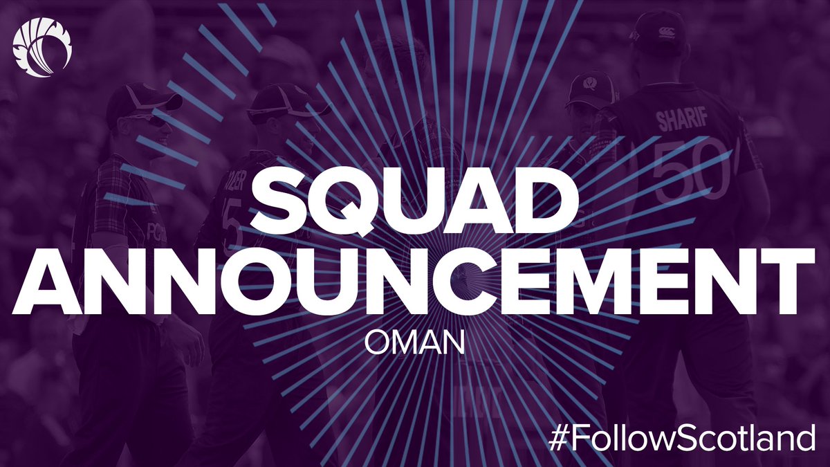 CricketScotland's tweet image. BREAKING: A 14-strong squad has been selected for Scotland's first international men's tour to Oman.

🏴󠁧󠁢󠁳󠁣󠁴󠁿 bit.ly/OmanSquad

#FollowScotland