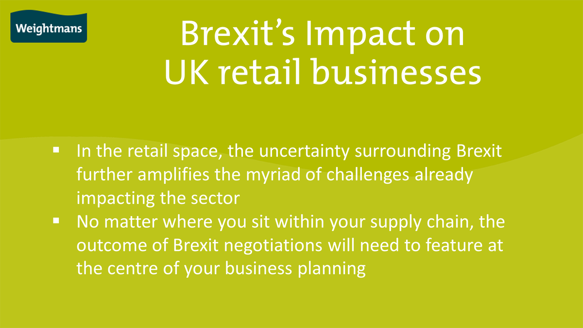 Ahead of Tuesday's meaningful vote read our legal update from 
Solicitor, Itohan Odekunle. Exploring Brexit's impact on UK Retail 
Businesses and their supply chain, Itee gives guidance on planning for the future. #Brexit #Retail bit.ly/2snmBLs