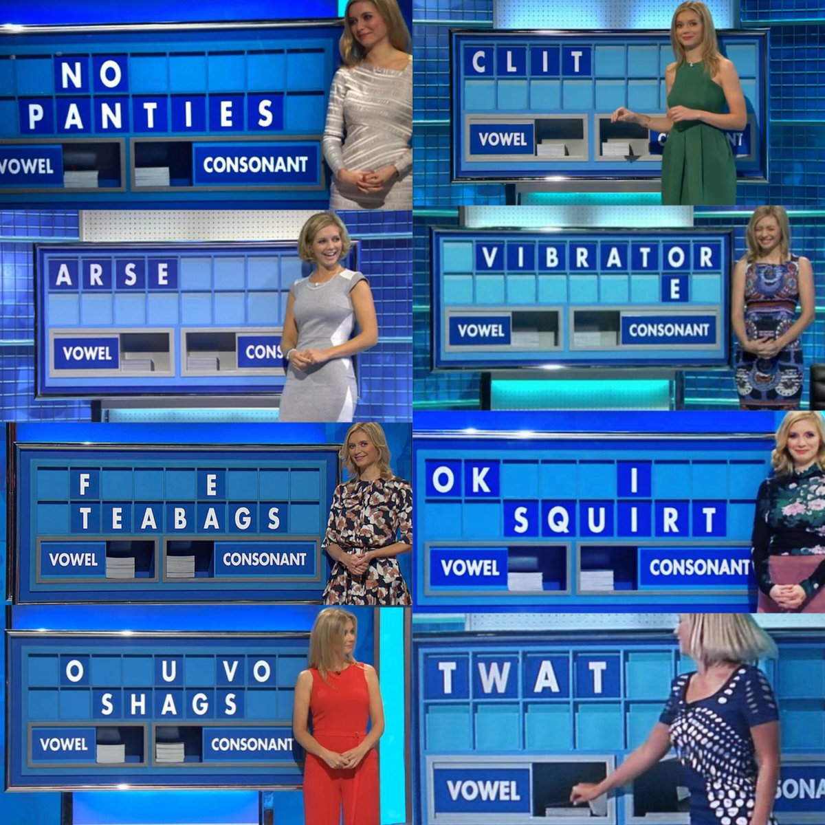 RachelRileyRR's tweet photo. Celebratory 10 years of rude @C4Countdown words as promised! 
Do with them, what you will! 😇🙀😂 https://t.co/0Mseg5jPLp
