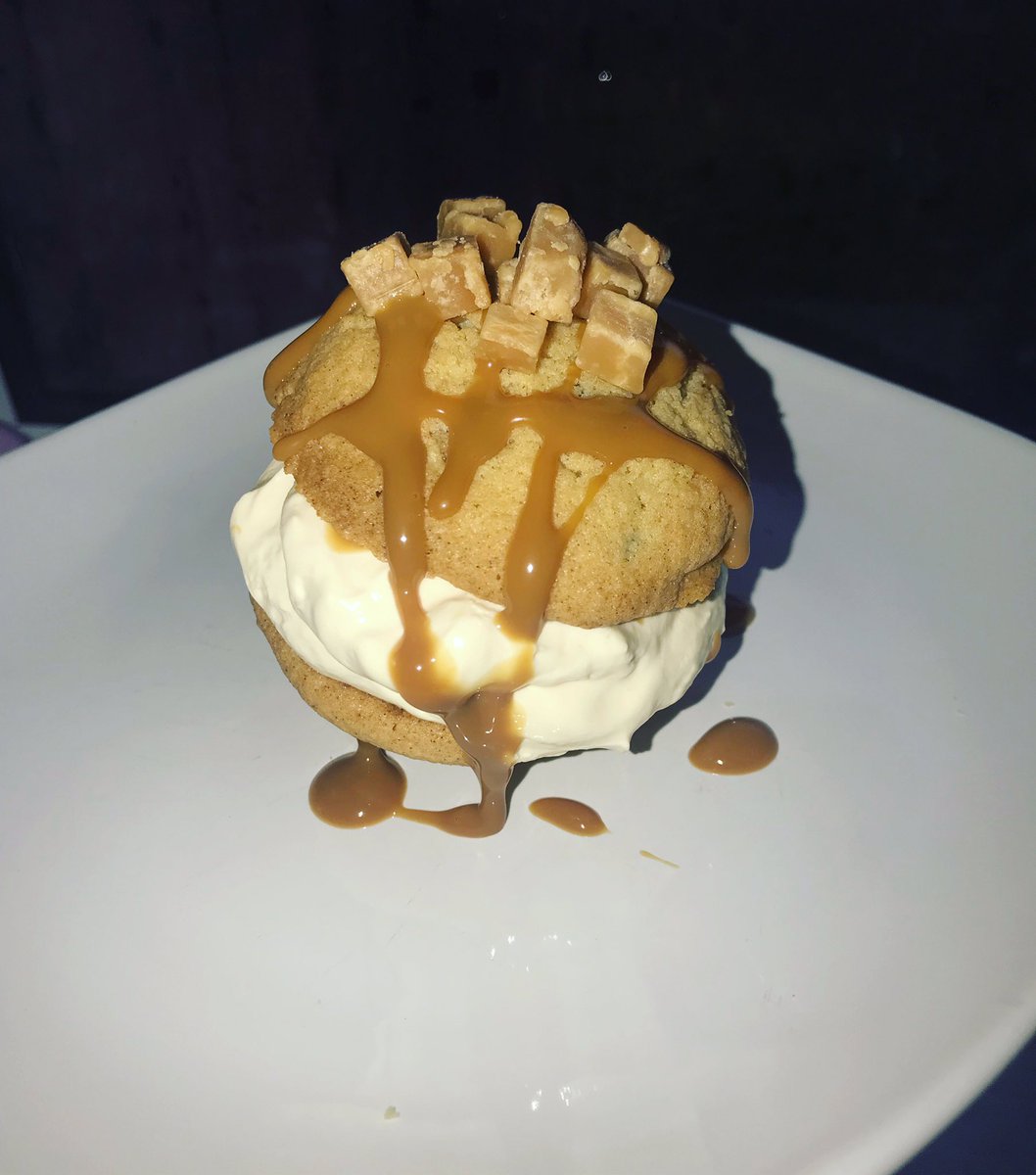 Here they are - cookie cheesecake sandwich, I will be doing different cookies and different toppings - this one is chocolate chip and fudge cookies with caramel cheesecake filling and caramel sauce - these are £2 each #cheesecake #caramel #fudge #cookie #cookie #homemade