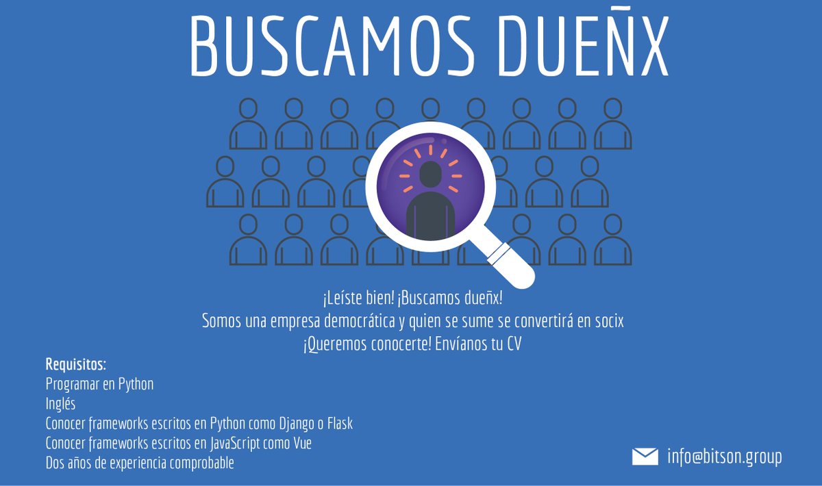 ¡Estamos buscando dueñx! ¡Si queres sumarte a un modelo diferente de trabajo esta es tu oportunidad! 
¡A compartir! 

#TrabajoAR