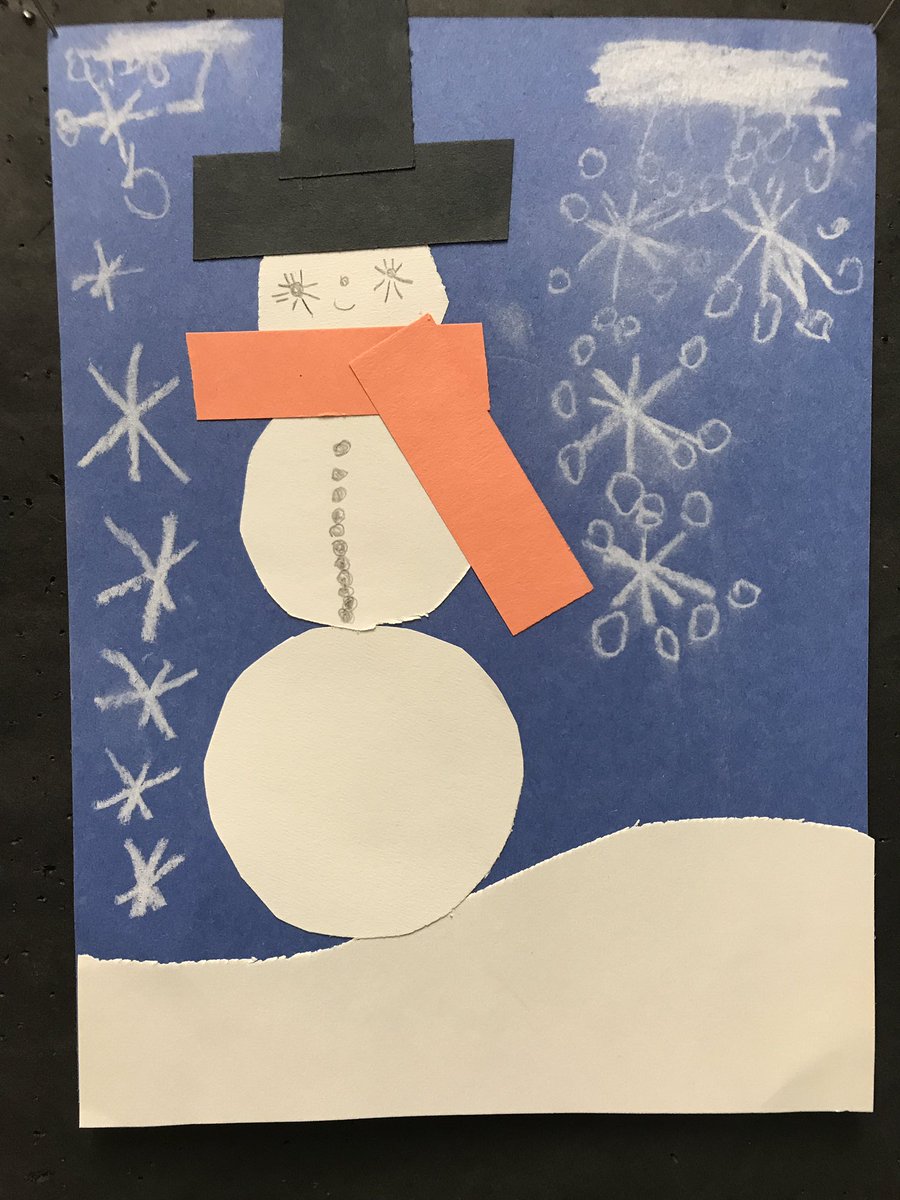 ArtEdTweets's tweet photo. #prek used #mathinart #art #geometry #precut #shapes #overlapping #crosscurricular to create #snowman #winter #choice of #color for #scarf #collage #mbpride #winterinart https://t.co/LoeN5wxjaj