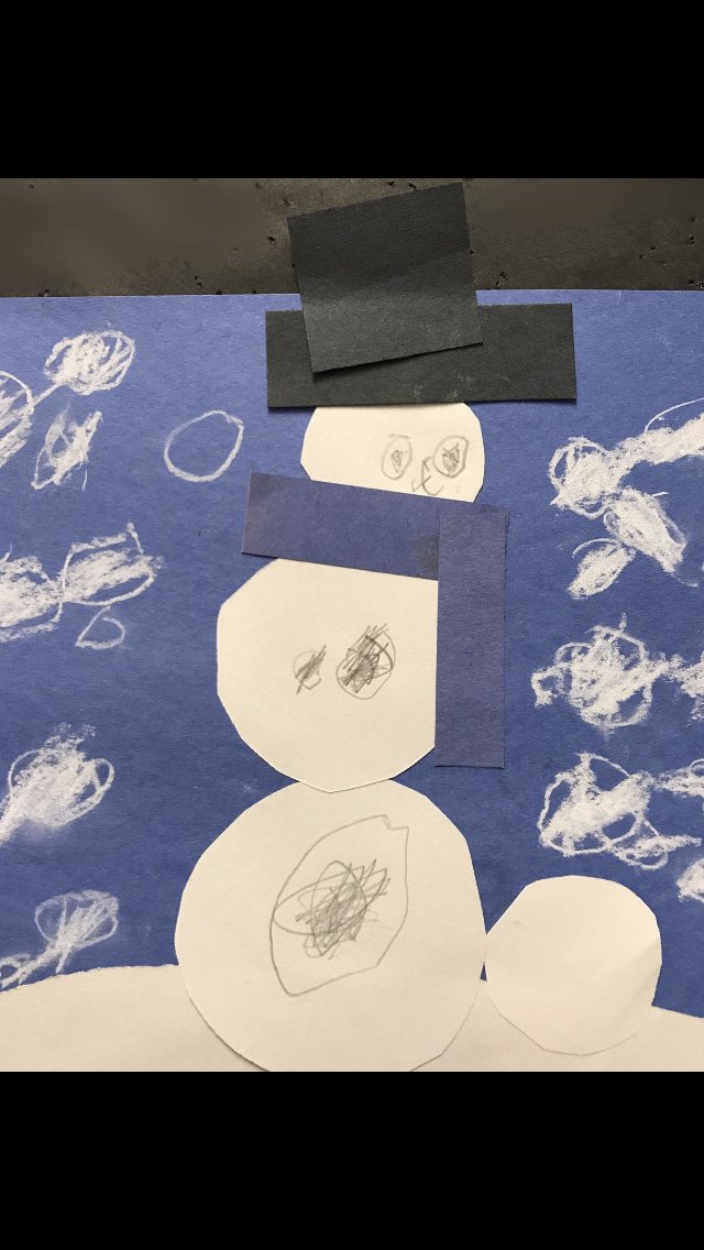 ArtEdTweets's tweet photo. #prek used #mathinart #art #geometry #precut #shapes #overlapping #crosscurricular to create #snowman #winter #choice of #color for #scarf #collage #mbpride #winterinart https://t.co/LoeN5wxjaj
