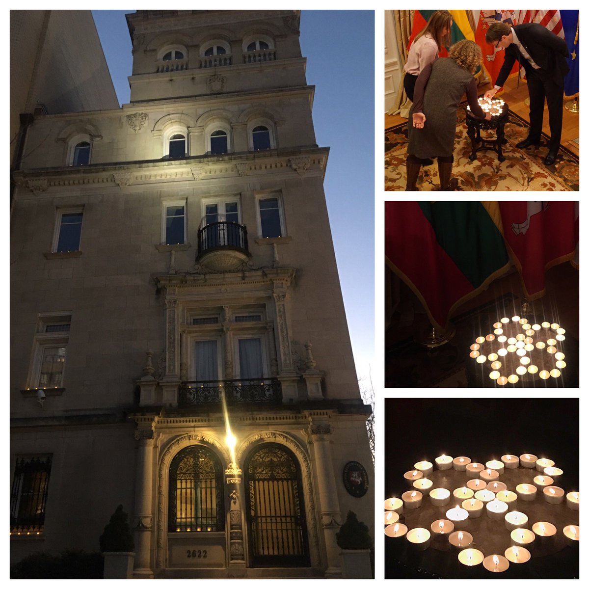 LTembassyUS's tweet photo. Embassy lit the candles &amp; formed a Forget-Me-Not flower, joining the civic initiative "Memory is Alive through Testimony" when candles are lit in windows of public institutions &amp; schools in LT, to remember civilians killed by Soviet troops in 1991. #NeverForget #PriceofFreedom https://t.co/nXcF2cRFBG