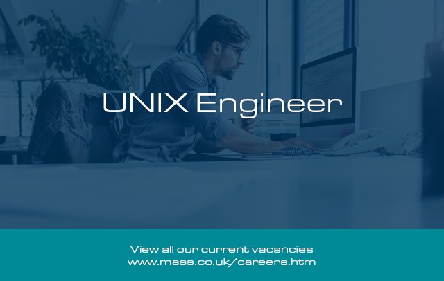 LifeatMASS's tweet photo. We are delighted to offer the opportunity to join our team as a UNIX Engineer based in Wiltshire.

Application deadline: 25 Jan 2019

To apply please visit: https://t.co/dB8cHLWCSy

#UNIXEngineer #Careers #JobOpportunity #Wiltshire https://t.co/adyUuF1BPh