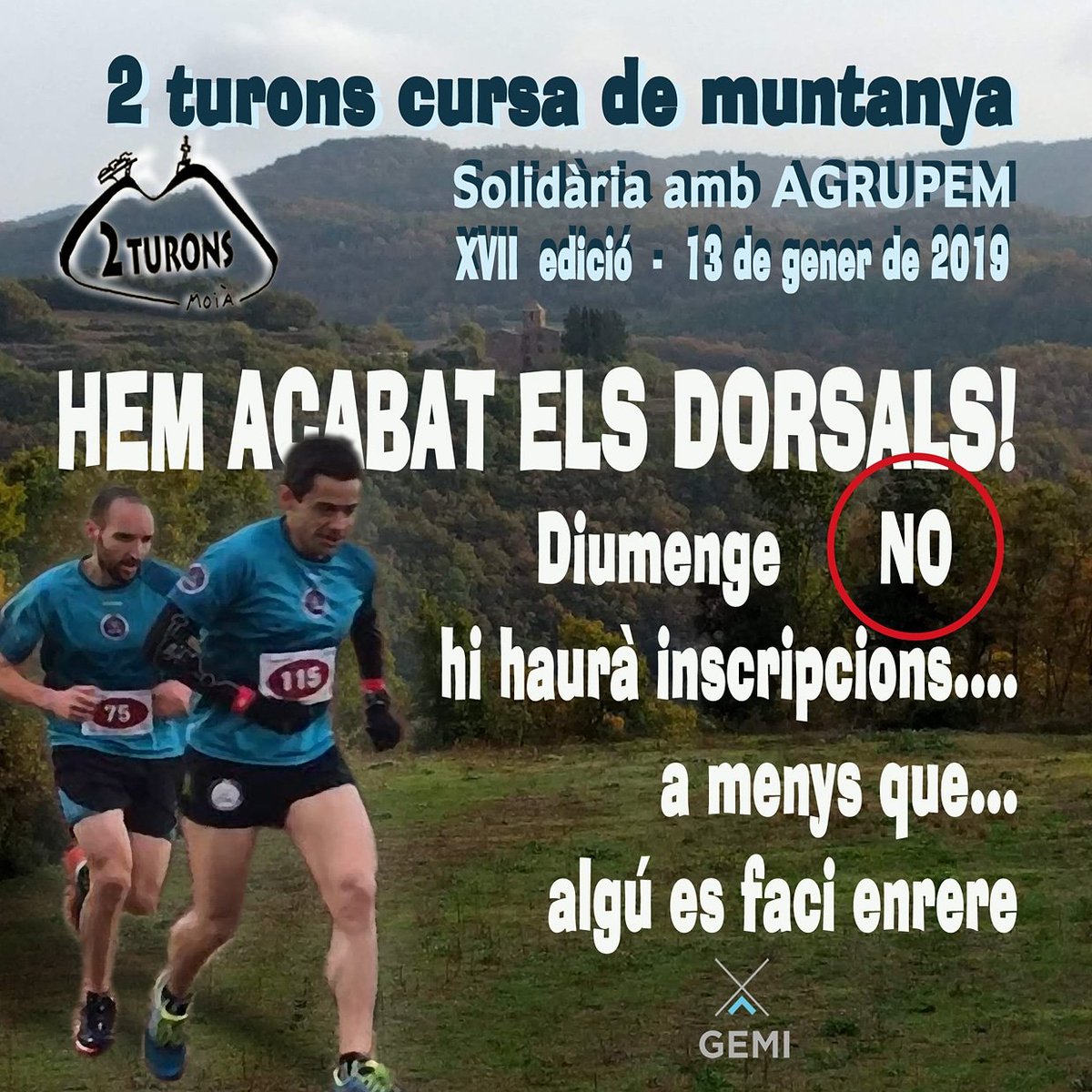 2Turons's tweet photo. Bé com que aquests últims dies us heu tornat bojos....
Estem acabant els dorsals!
XXS en queden... 2
infantil en queden... 5
canicros en queden... 4
cursa curta en queden... 8
cursa llarga en queden... 13
caminada en queden... 14 https://t.co/ysPeK7aasr