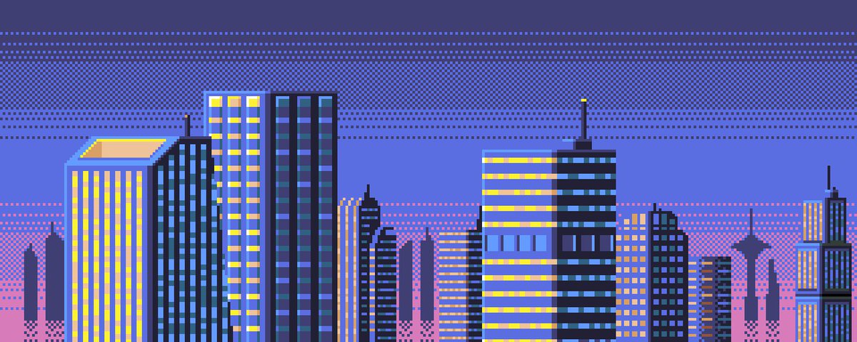 keithkarnage's tweet image. A quick skyline...  #pixelArt #db32 #notQuick