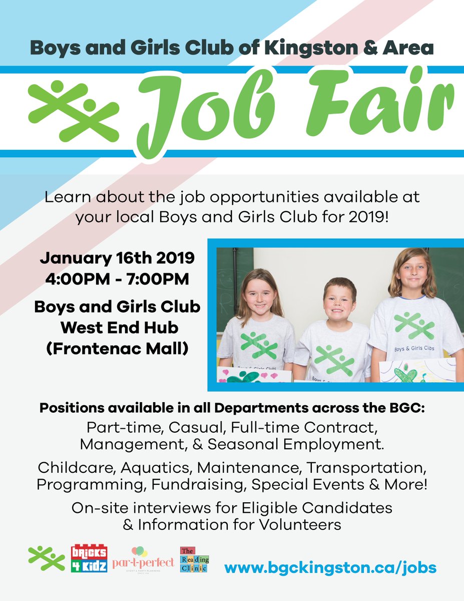 We're hosting a job fair! This  is a great chance to learn more about jobs here at the BGC. Check out some of the positions we're looking to fill:
ow.ly/ZWwP30ngtCT
<a href="/ACFOMI/">ACFOMI</a> | <a href="/SLCEmployment/">SLC Employment Service</a> | <a href="/keysjobcentre/">KEYS Job Centre</a> | <a href="/whatsinsideslc/">St. Lawrence College</a> | @QueensAMS | @ALCDSB | <a href="/LimestoneDSB/">Limestone District School Board</a> |