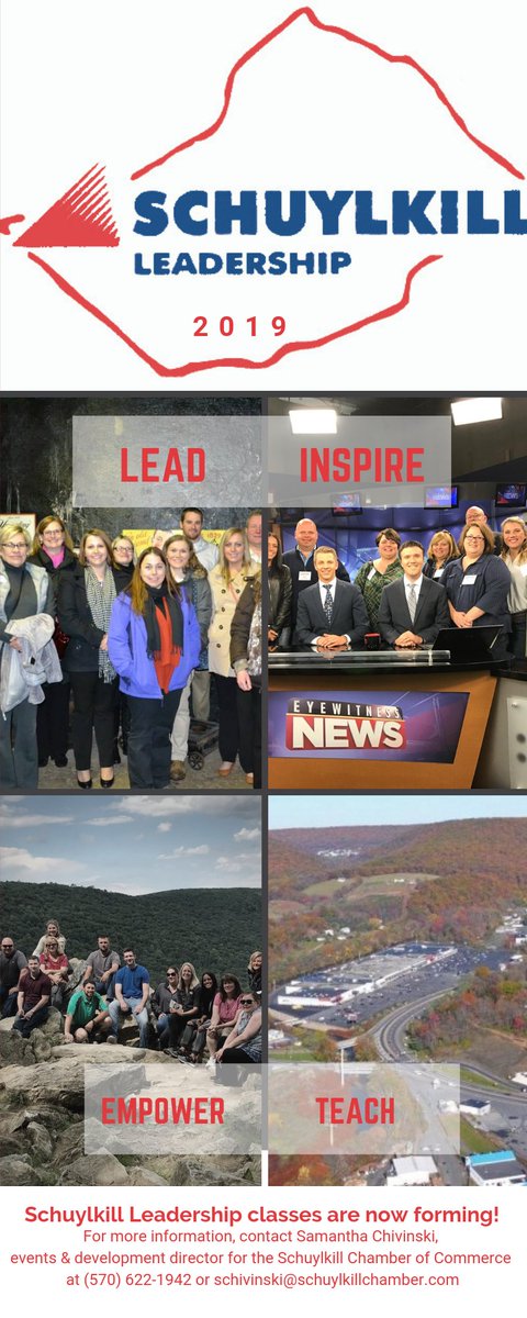 Schuylkill Leadership classes are now forming.
For more information visit bit.ly/2QDTsFs
#SchuylkillChamberofCommerce  #SchuylkillLeadership2019