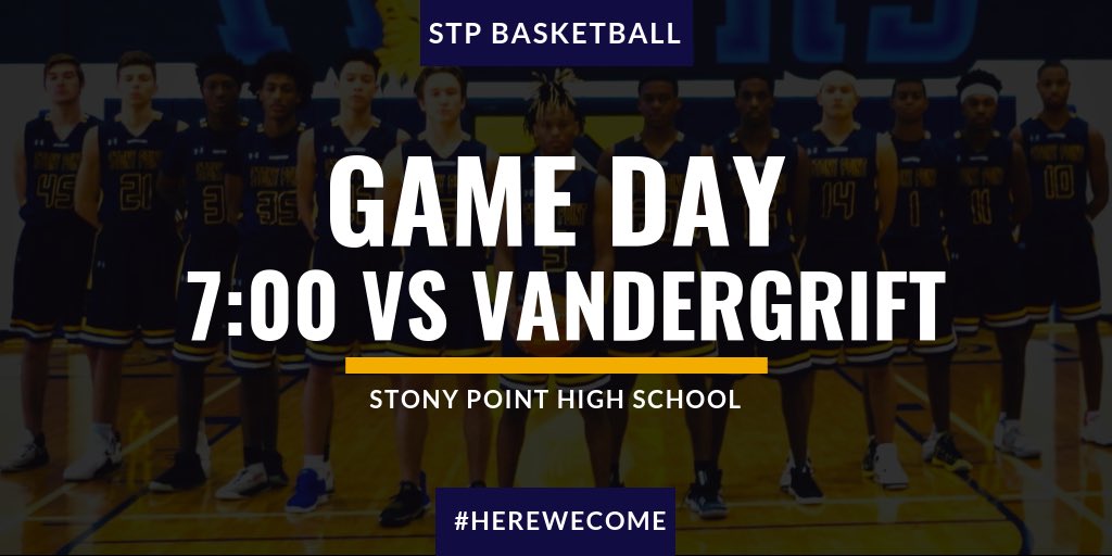 Stony Point Tiger Basketball (@stptigerbball) on Twitter photo π #STPBasketball π Vandergrift
π Stony Point High School
β± Tip-Off 5:30 & 7:00
π£ <a href="/StonyPointHS/">Stony Point H S</a> #BeLoud
π₯ #HereWeCome π #STPBasketball π Vandergrift
π Stony Point High School
β± Tip-Off 5:30 & 7:00
π£ <a href="/StonyPointHS/">Stony Point H S</a> #BeLoud
π₯ #HereWeCome
