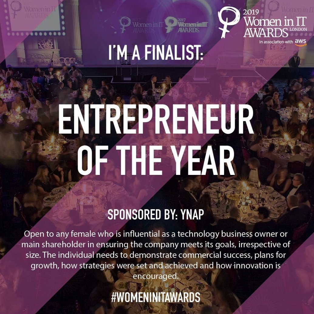 EmmaMargetts's tweet photo. Thank you for shortlisting me for Entrepreneur of the Year at this year’s #WomenInITAwards 😱 Big congrats to all of the finalists!

A massive thanks to my team and colleagues. 

#WomenInItAwards @ynap @WomenInITAwards #IT #WomenInTech @VisibleAlpha #EntrepreneurOfTheYear https://t.co/UYv9BE0hbZ