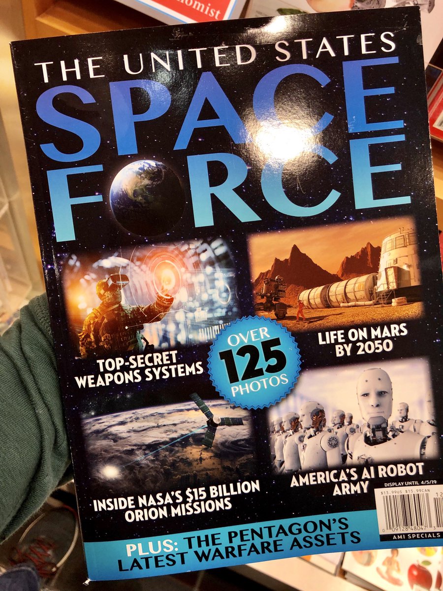 evanpfairchild's tweet photo. SPOTTED AT COLUMBUS AIRPORT: Yes, that is a “United States Space Force” magazine. I get that out airport is named after space hero John Glenn, but come on. https://t.co/B6IFI30esv