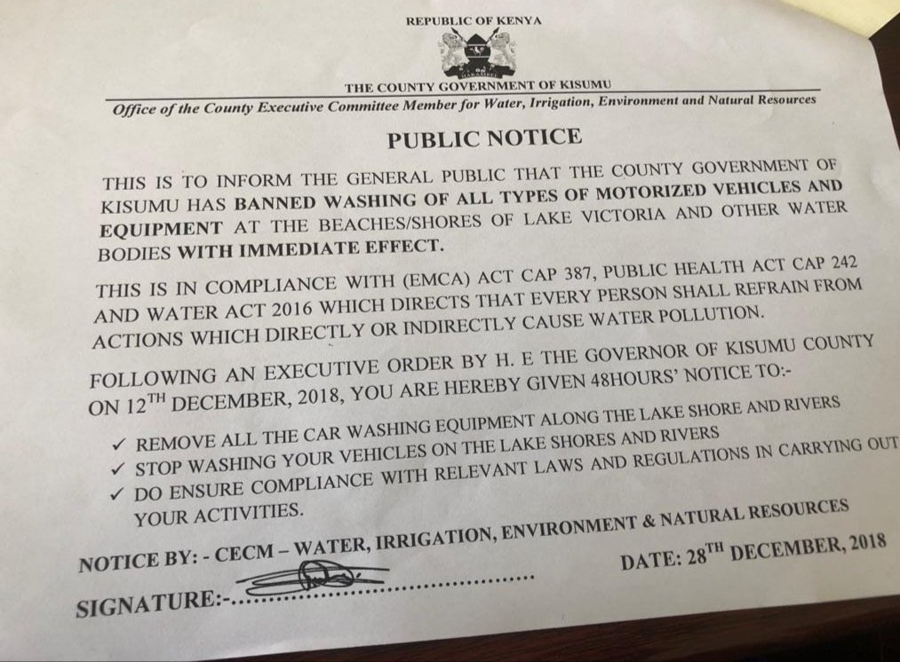 crowdol's tweet photo. Did you know that washing vehicles at the beaches/river shores in @KisumuCountyKE is an offence?

#GreenGrowth #Greeneconomyke  #socialmediaforenvke https://t.co/yTzopU5joV