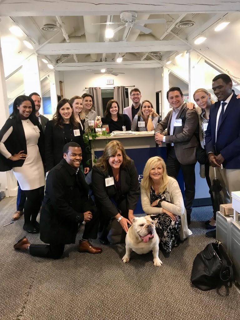 GeorgetownGSC's tweet image. Our Cohort 4 students are heading to Singapore next month! Here's a #FlashbackFriday from their first residency in Washington, DC - with special guest @GeorgetownJack!