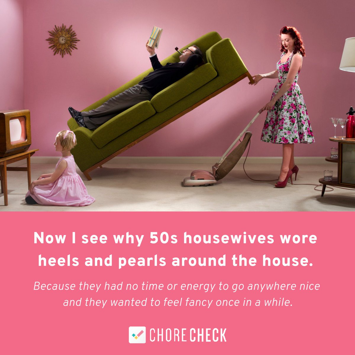 ChoreCheckApp's tweet photo. Times have changed. Parenting has evolved. The occasional need to feel fancy? Timeless. 
Become a modern parent with Chore Check (chore and allowance management, modernized). 
#motherhood https://t.co/66VSRMbhF5