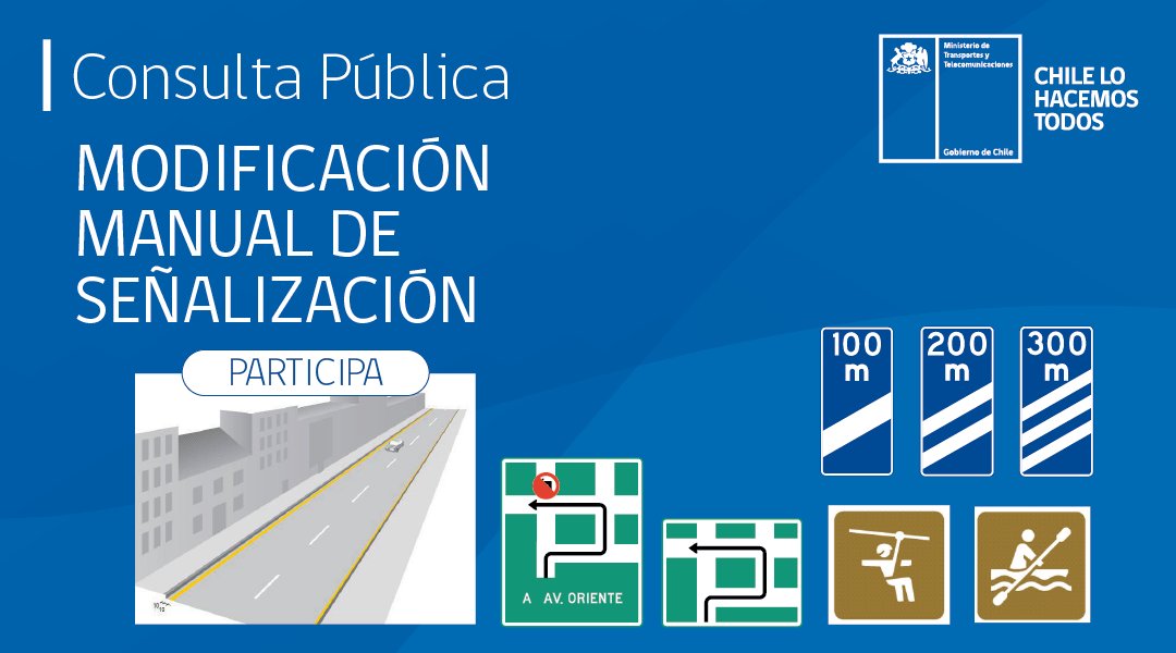 MTTChile's tweet photo. #ConsultaPública 🗣📣

La Ley de #ConvivenciaDeModos incorporó nuevas definiciones, demarcaciones y señales a la #LeyDeTránsito 

Conoce y opina sobre los criterios e indicaciones que contiene el Manual de Señalización de Tránsito y su Apéndice 🤓

👉 https://t.co/akdbui0dG6 https://t.co/lIcdSxHdE6