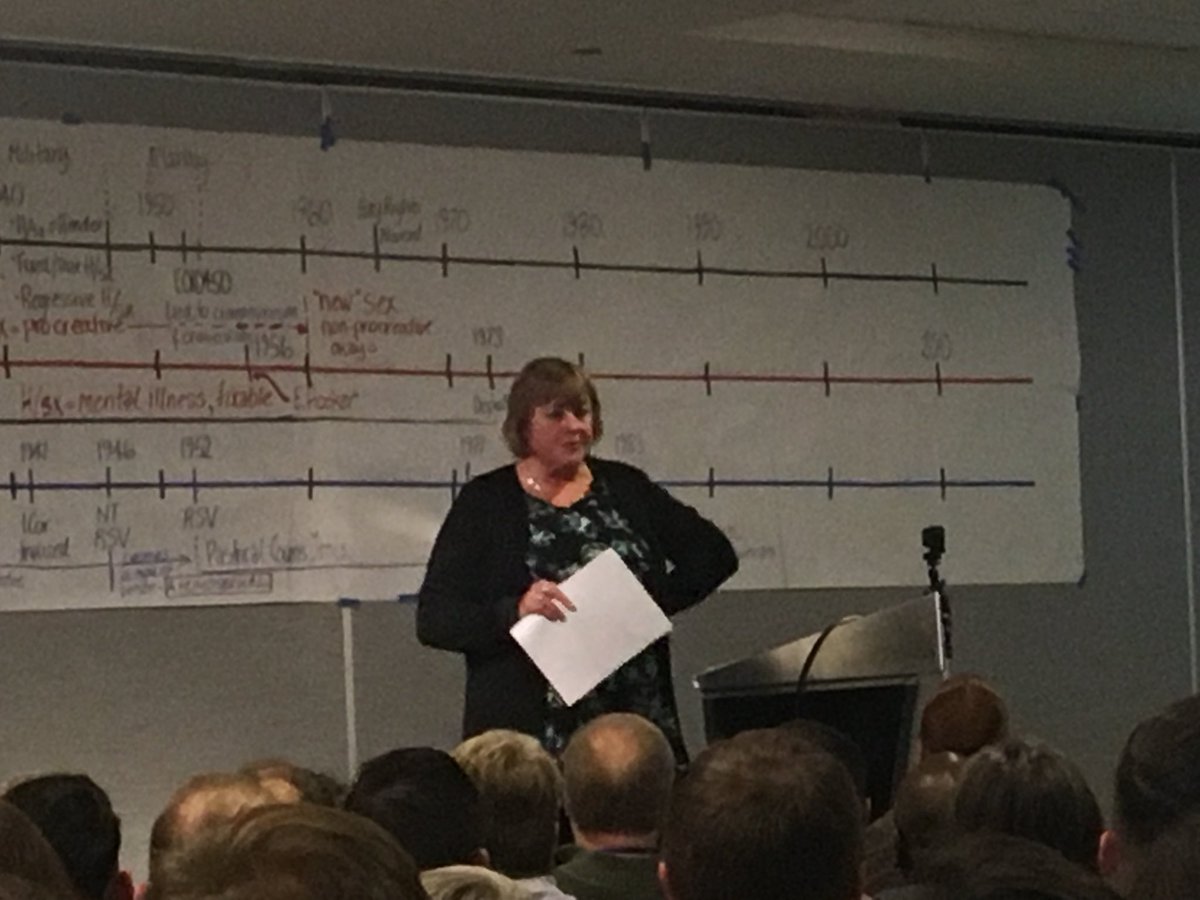 jdopenlyme's tweet photo. @canyonwlkr giving us a history lesson on patriarchy and gender roles within the church... #Qconf19 #QCFconf #openlyme https://t.co/8k2mijdjec
