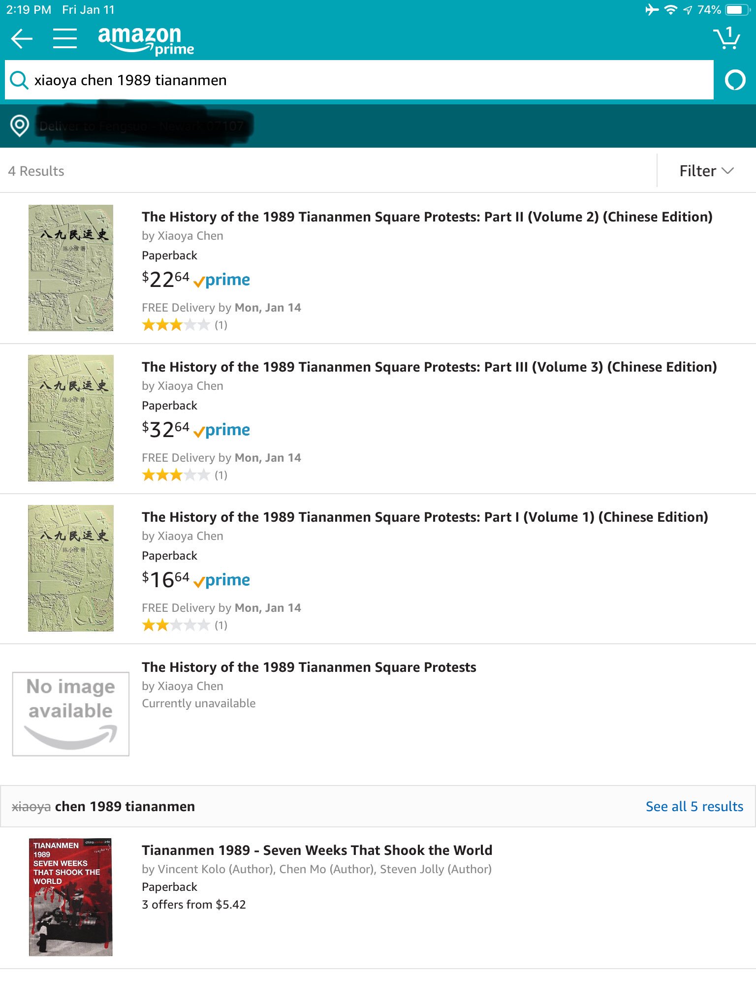 周锋锁fengsuo Zhou Twitterissa Amazon买书 八九民运史 就是一种纪念 也支持了为此艰苦付出的陈小雅老师 中共做贼心虚 害怕三十周年的纪念 这次被限制出国 她很愤怒 她说 我现在心绪很乱 我不能容忍这个大笼子 尽管我从未想过要出去 现在 我想要出去