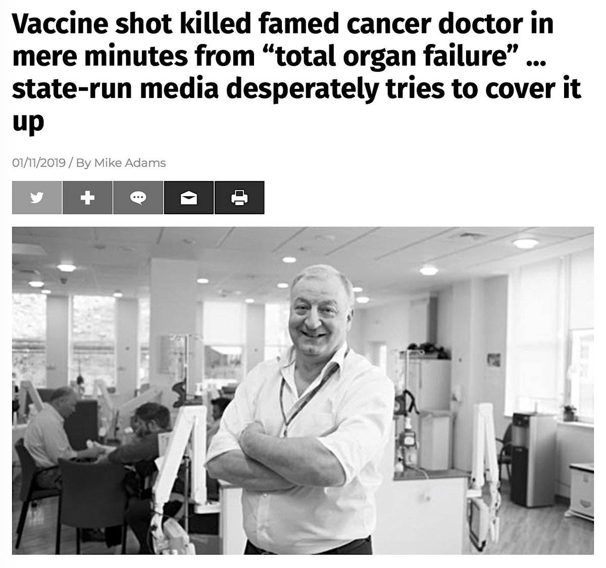 THIS Is Tectonic!Yesterday, Dr. Martin Gore, A Widely Celebrated Cancer Doctor Credited With 'Saving Thousands Of Lives' Died From 'Total Organ Failure' Just Minutes After Receiving A Vaccine Shot.January 11, 2019 https://www.vaccines.news/2019-01-11-vaccine-shot-killed-famed-cancer-doctor-in-mere-minutes-total-organ-failure.html #QAnon  #Vaccine  @potus