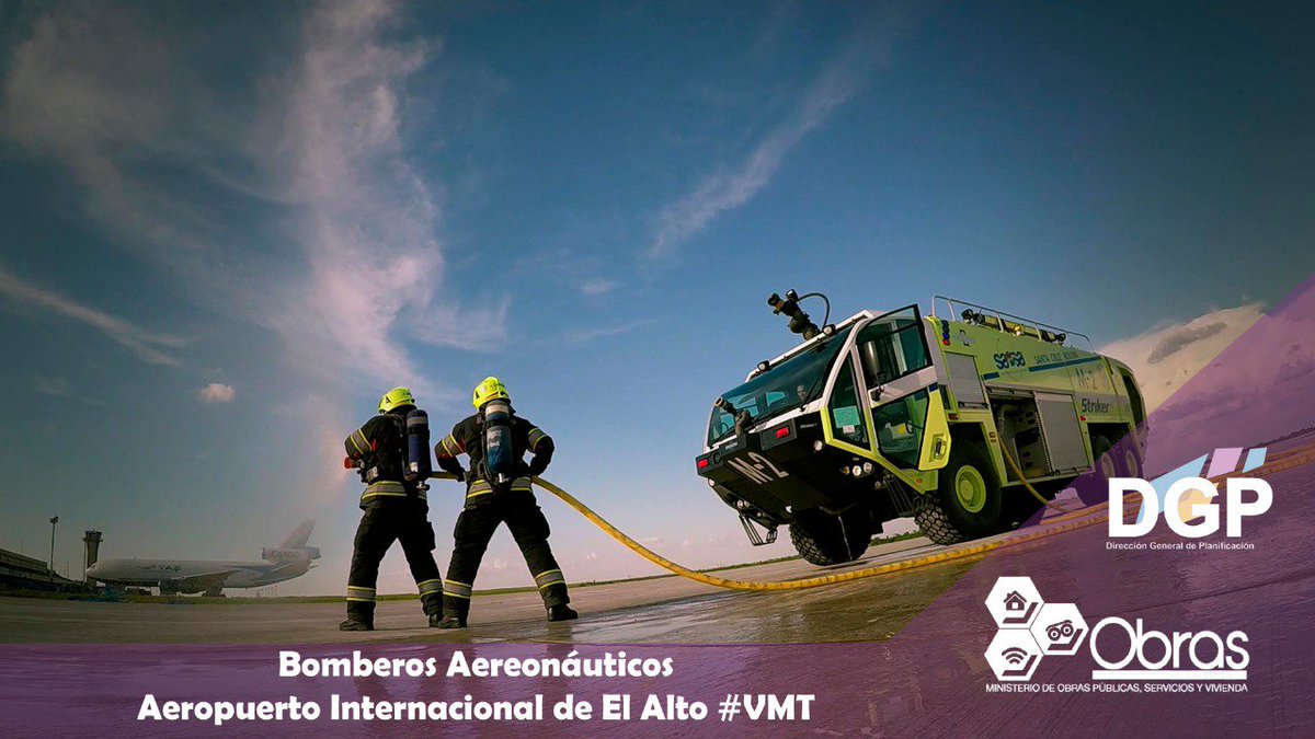 PlanificateDGP's tweet photo. El equipo de Bomberos Aeronáuticos de SABSA en el Aeropuerto  Internacional de El Alto, se destaca por las acciones que realizan,  cuentan con la capacidad y el equipamiento moderno para responder a  diferentes incidentes dentro y fuera del aeropuerto! 🇧🇴 #SABSA #VMT #DGP #MOPSV https://t.co/8e6k3BWOd8