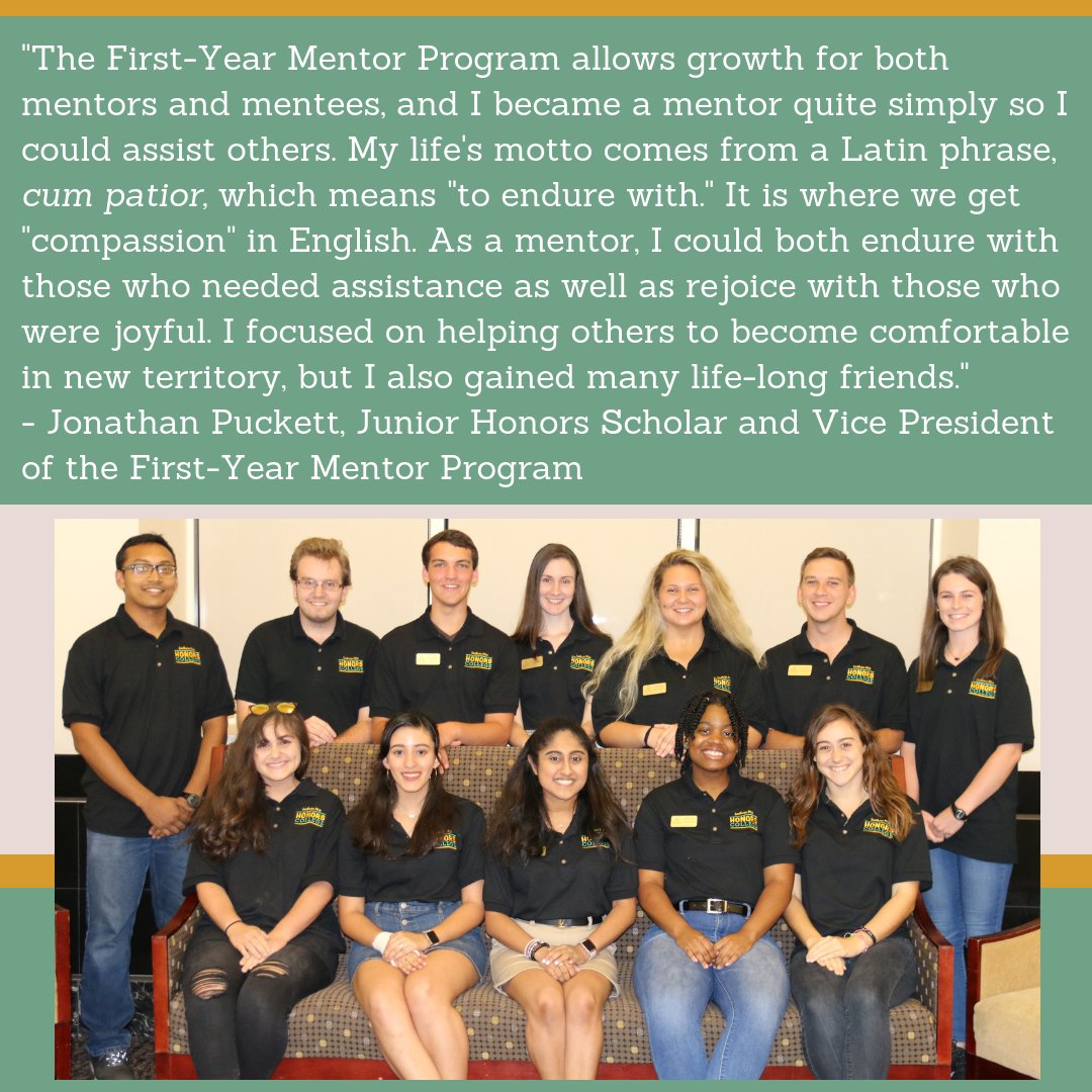 HC_SouthernMiss's tweet photo. #DidYouKnow freshmen Honors Scholars are paired with peer mentors who support them through their first year of USM and HC life? This allows our Scholars to build mentoring relationships which are important for a successful college experience. #PeerMentoring #HCUSM #WhyHC https://t.co/s1YFJSioRS