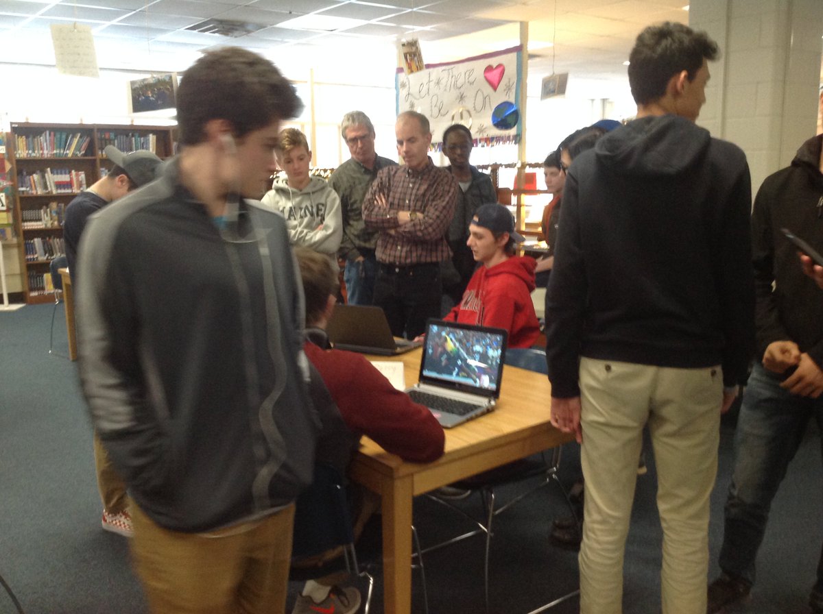 bmarlow8's tweet photo. A huge shout out to everyone who came to the library to talk with and learn from our #LakerStats students today.  They were excited to share their projects and display their learning from the semester!  @CHSLakersVT @CSDCommunity #mtbos #stats https://t.co/lt8sA8ZYAn