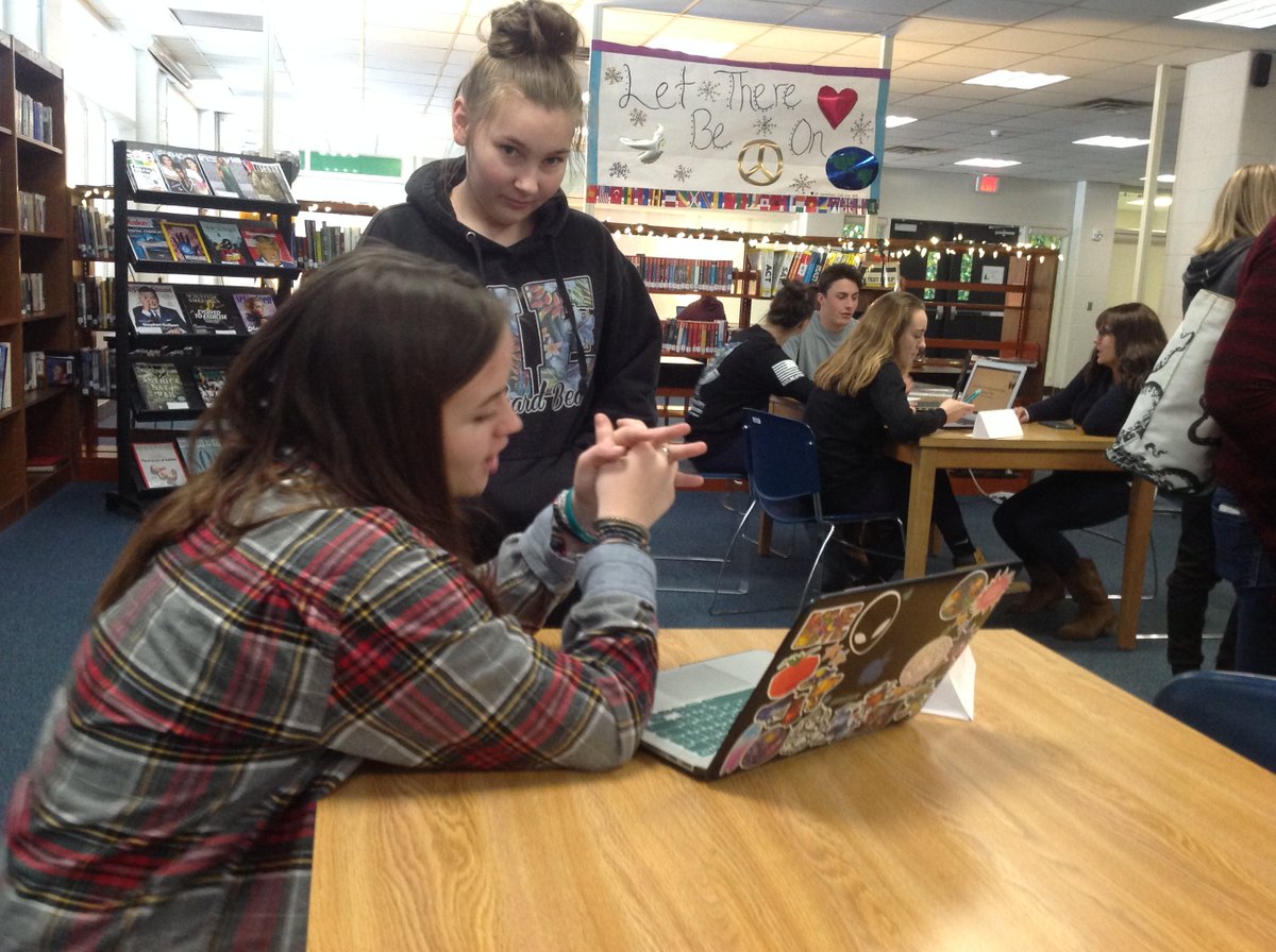 bmarlow8's tweet photo. A huge shout out to everyone who came to the library to talk with and learn from our #LakerStats students today.  They were excited to share their projects and display their learning from the semester!  @CHSLakersVT @CSDCommunity #mtbos #stats https://t.co/lt8sA8ZYAn
