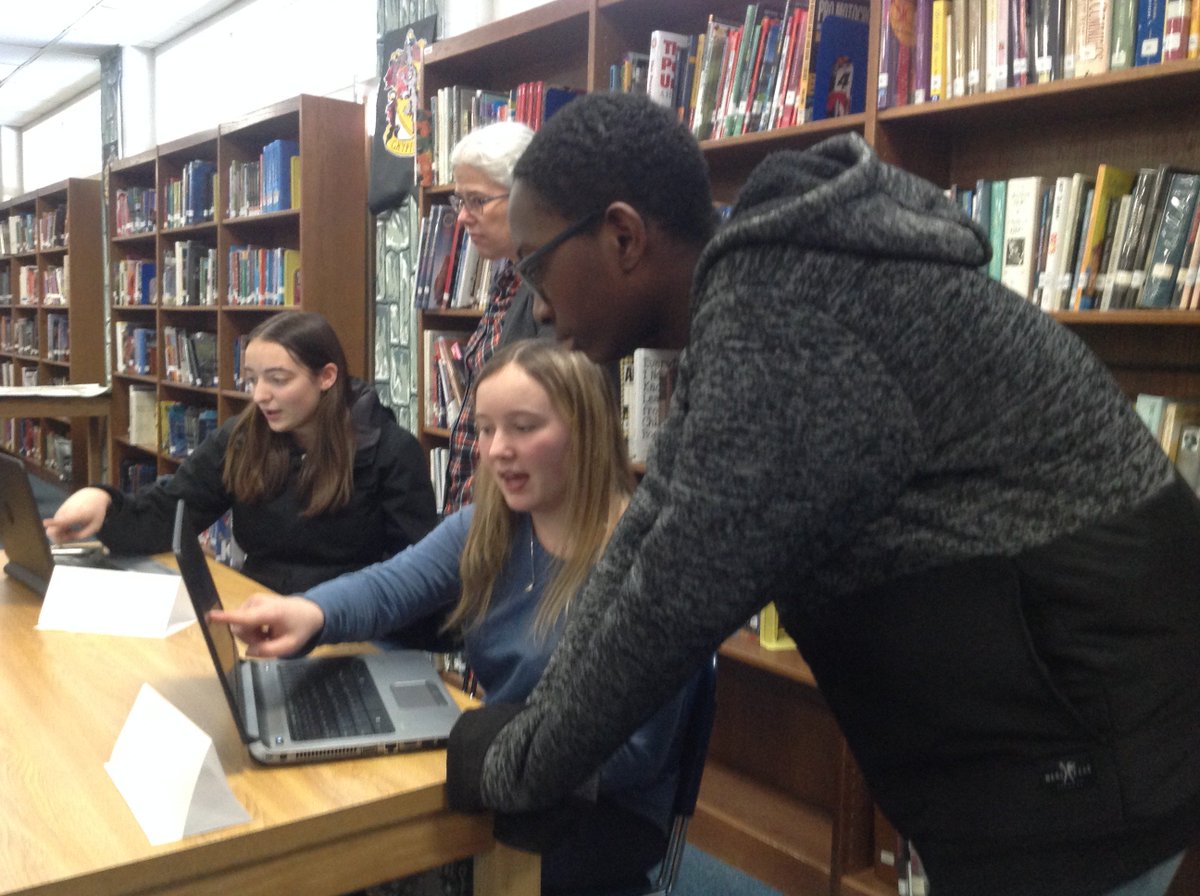 bmarlow8's tweet photo. A huge shout out to everyone who came to the library to talk with and learn from our #LakerStats students today.  They were excited to share their projects and display their learning from the semester!  @CHSLakersVT @CSDCommunity #mtbos #stats https://t.co/lt8sA8ZYAn