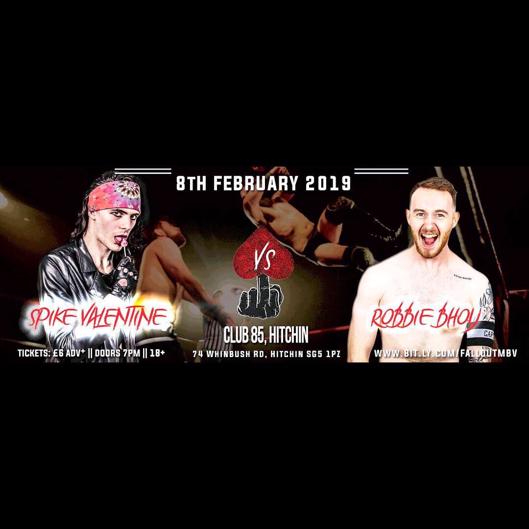 FalloutProWres's tweet photo. @valentine_spike @Robbie_Bhoy match announcement!! @club85 #britwres #britwrestling #valentines https://t.co/ZL9dWnTYr7