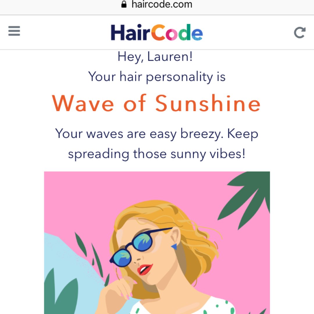 Just found out my hair is a #waveofsunshine <a href="/Influenster/">Influenster</a> [user:HairCode] #MyHairCode #contest haircode.com