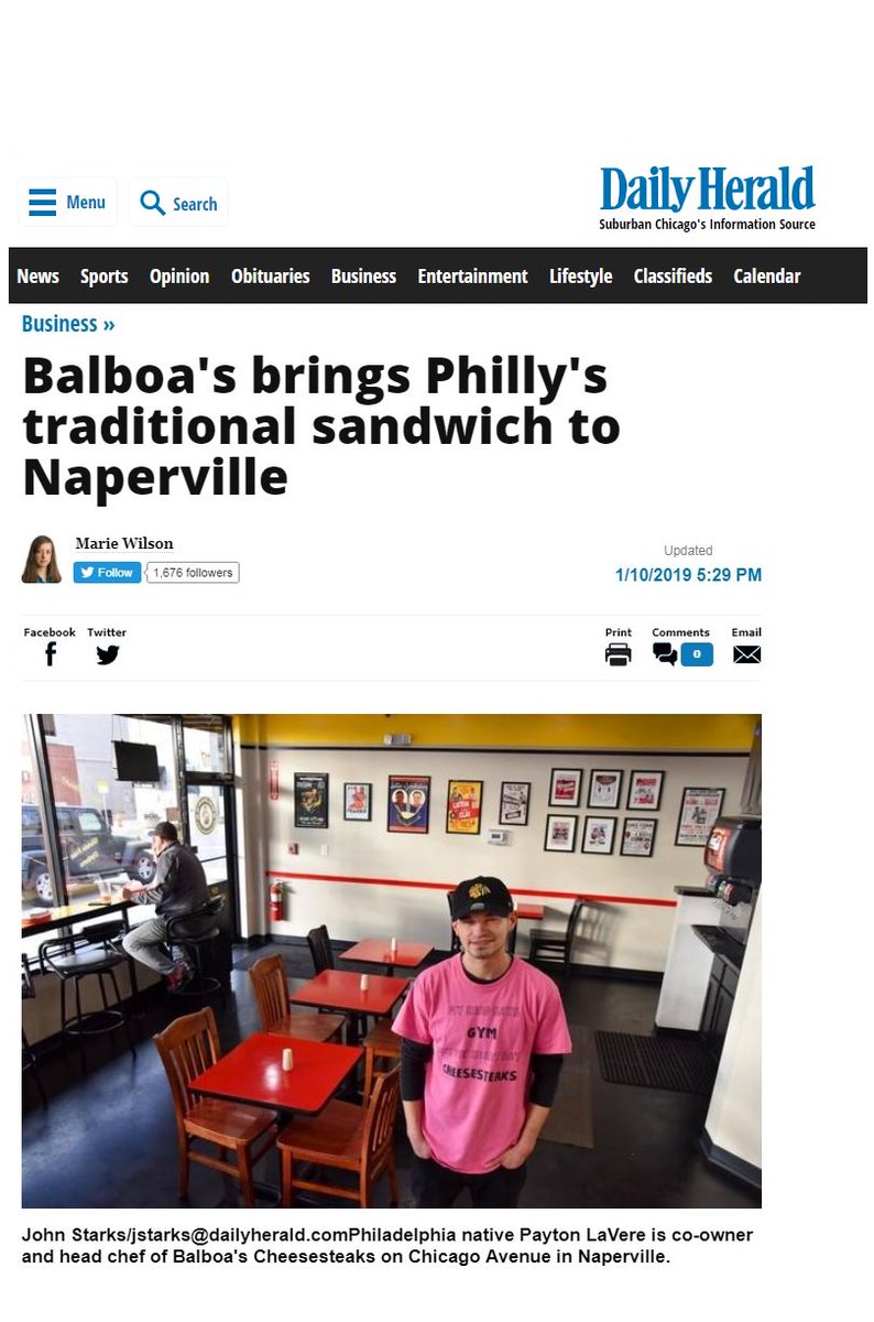 BalboasSteaks's tweet photo. @BalboasSteaks was just featured in the Daily Herald.  Its not the @PhillyDailyNews but it will do! https://t.co/tfYoCGC2iD