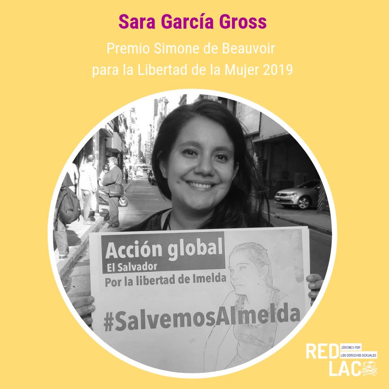 jovenesredlac's tweet photo. .@SaraVegana fue galardonada con el Premio Simone de Beauvoir para la Libertad de la Mujer 2019 por su trabajo en favor del reconocimiento del derecho al aborto en #LAC. 👏🏽 ¡Felicidades, la lucha sigue! #SeráLegal #AbortoLegalYa https://t.co/WSjE0i0T3Q