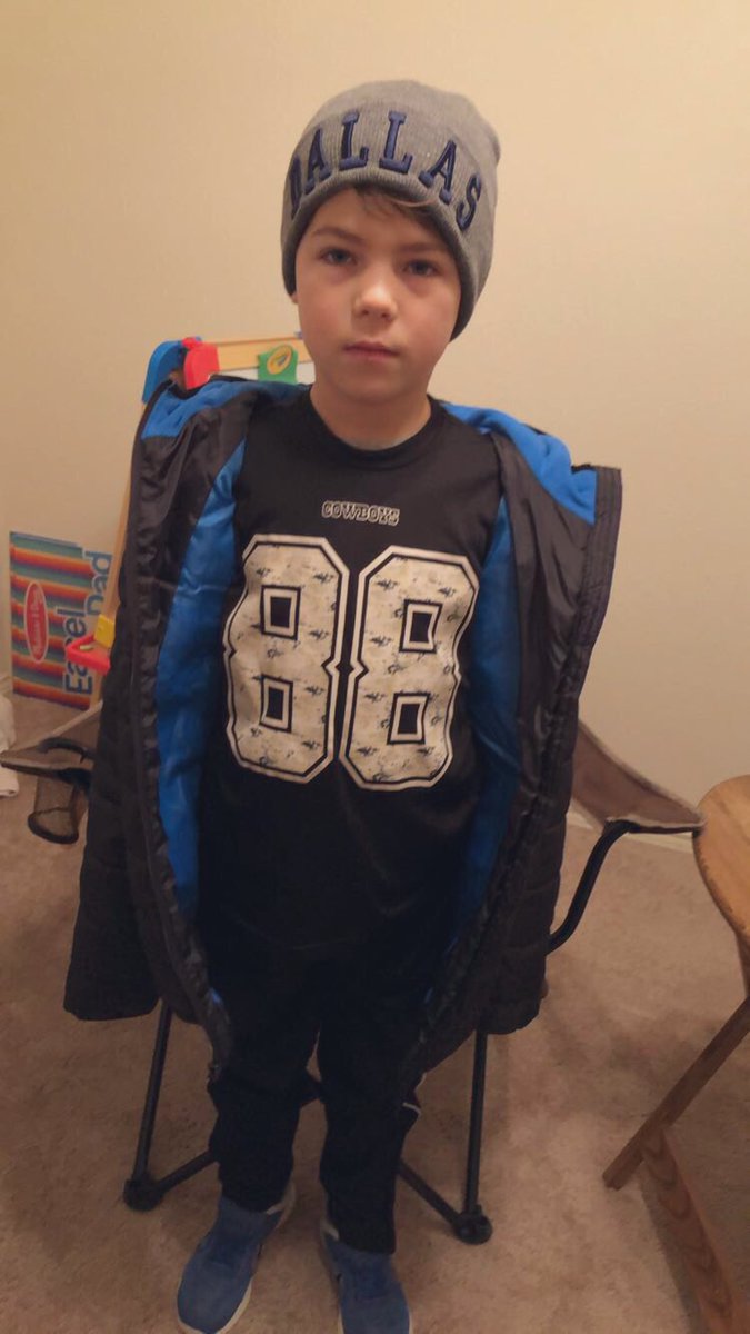 Cowboys Gear at school day....

Carson: “@DezBryant MIGHT come back to the Cowboys, you know, so I still gotta rep the #88...just in case!” 😂💙 #theresalwayshope