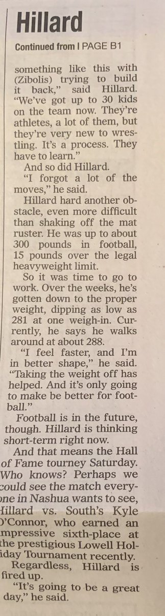 Gate_City's tweet photo. The high school wrestling comeback of longtime @BGCGN grappler @HillardGarrett of @NHNWrestling is featured in this great piece by @MVcreature of the @NashuaTelegraph #MultisportKid @nhsnscores @nashuaathletics @WrestlingNH https://t.co/JLm0yqMW6f