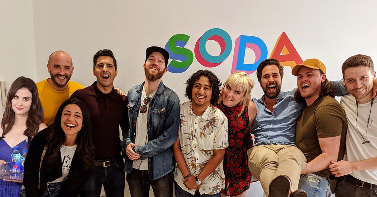 getsoda's tweet photo. Taking the Globes and then the Globe by storm – Fiji girl (not) here in the flesh at the Soda Factory, with our SodaFamily 😍❤️💧#FIJIWaterGirl #GoldenGlobes #getsoda @TonyRevolori @_manishbhasin @DiegoB_V @SLANGSLANGING https://t.co/QCMBH5OWbU