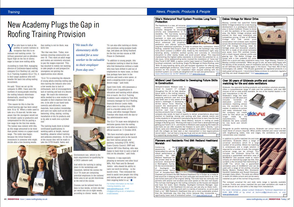 RoofingToday's tweet photo. Andy Bird, managing director of GLA #Roofing Ltd discusses the GLA #Training #Academy and how it is “their target audience who will breathe life back into ailing roofing #recruitment.” @AcademyGla @infoGLA #pg46 https://t.co/wpS1uyOUbA https://t.co/GDaouNVwbH