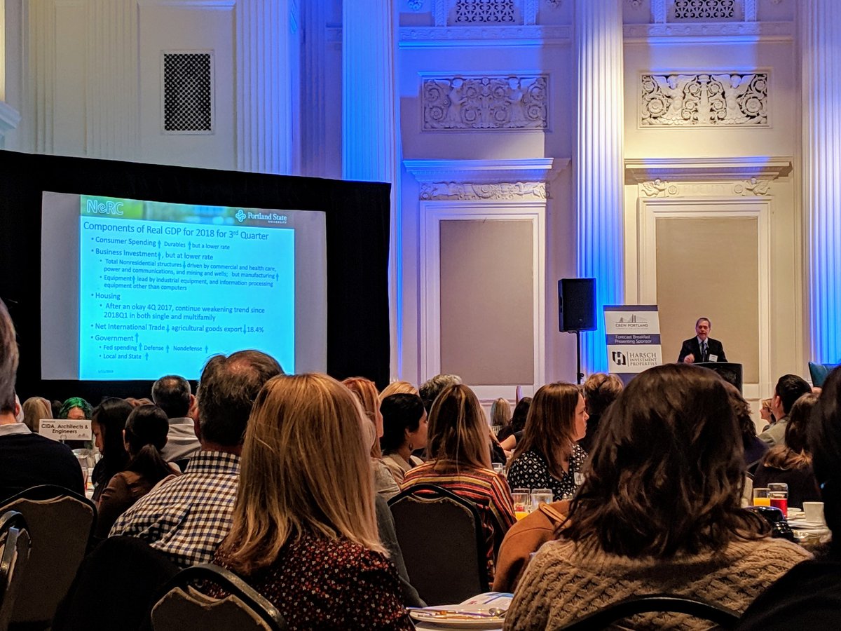 Great forecast breakfast <a href="/CREWpdx/">CREW Portland</a> featurojg #economist Dr. Tom Potiowsky, Senior Advisor, Northwest Economic Research Center <a href="/Portland_State/">Portland State University</a> #cre <a href="/CREW_Network/">CREW Network</a>  #realestate #forecast